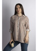 Рубашка женская бело-коричневая