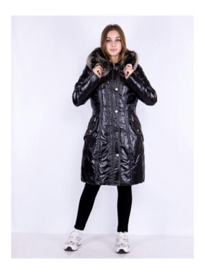 Женское пальто-пуховик черное