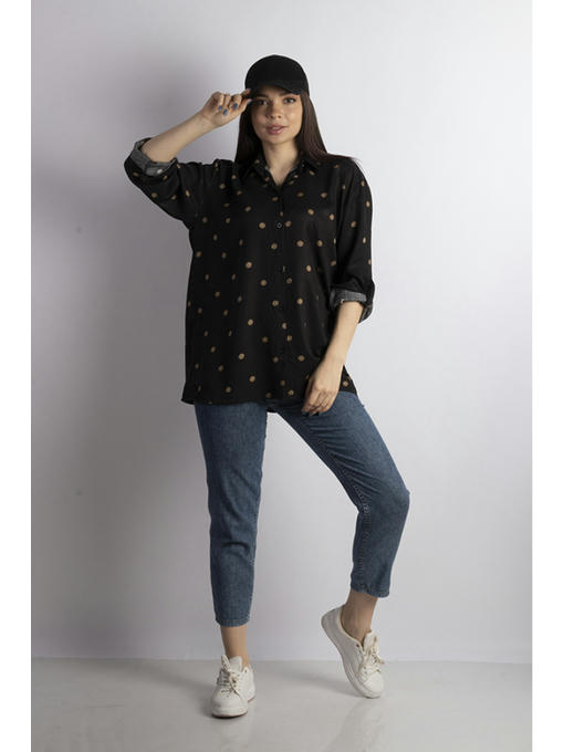 Рубашка женская черно-коричневая — изображение 2