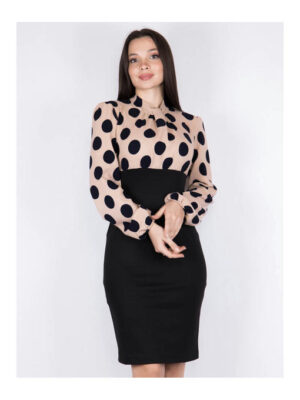 Платье бежево-черное