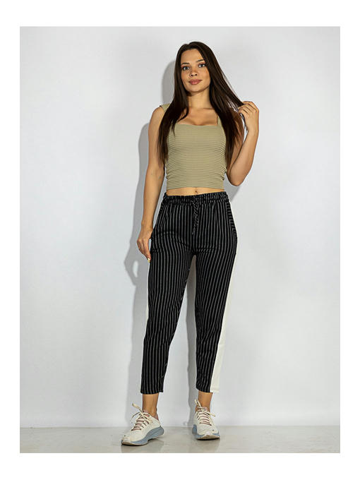 Брюки спортивные женские черно-молочные — изображение 2