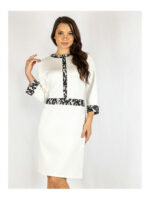 Платье батал молочно-черное