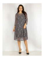 Платье батал черно-серое