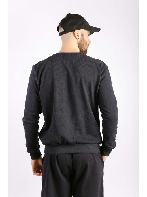 Свитшот темно-синий мужской на тонком флисе — изображение 2