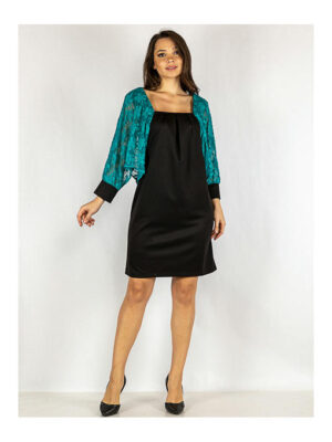 Платье батал бирюзово-черное