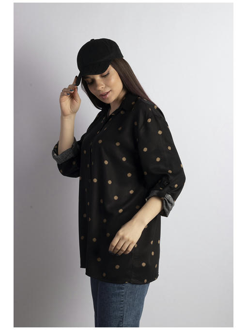 Рубашка женская черно-коричневая — изображение 3