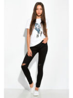 Джинсы однотонные с высокой посадкой