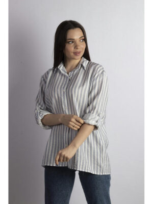 Рубашка женская бело-синяя