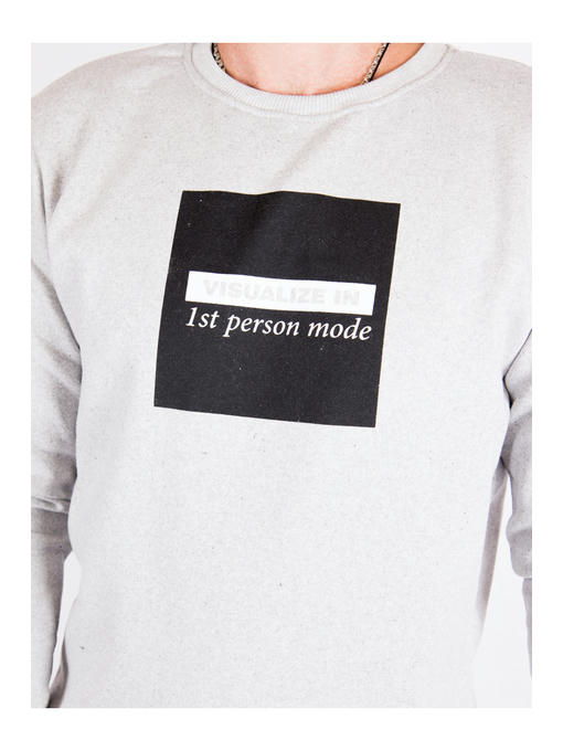 Свитшот мужской светло-серый на флисе — изображение 2