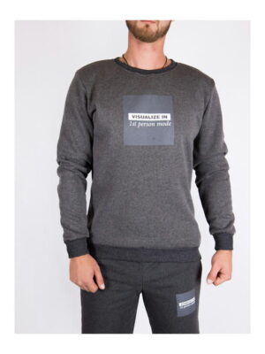 Свитшот мужской темно-серый на флисе
