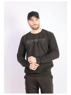 Свитшот мужской черный на тонком флисе