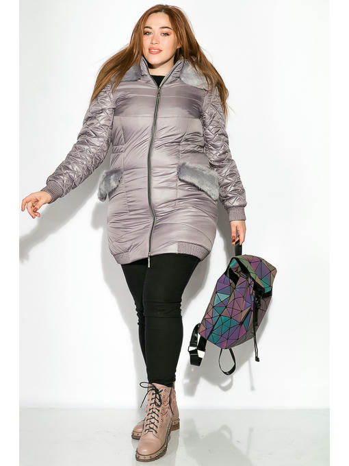 Пуховик женский однотонный — изображение 12