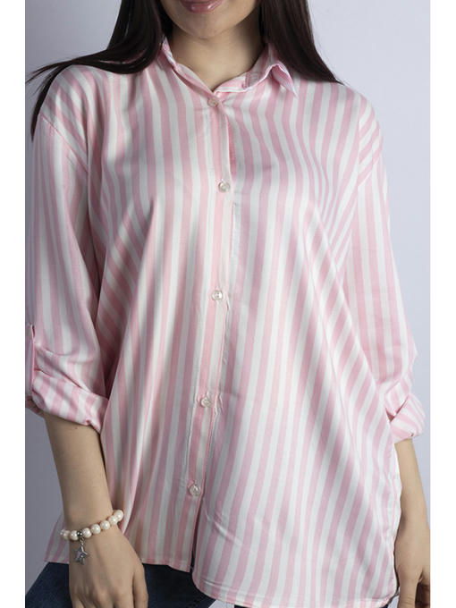 Рубашка женская бело-розовая — изображение 6