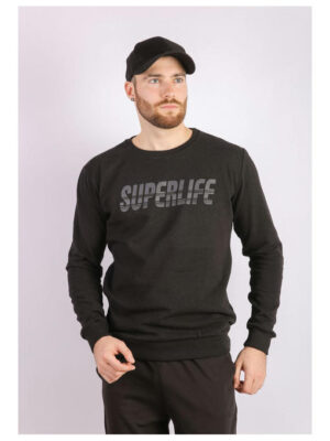 Свитшот мужской черный на тонком флисе