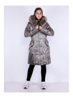 Женское пальто-пуховик серое