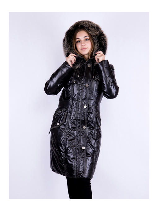 Женское пальто-пуховик черное — изображение 3