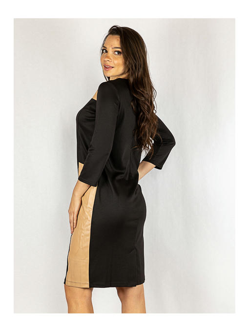 Платье батал черно-коричневое — изображение 3