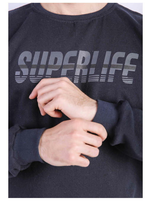 Свитшот мужской темно-синий на тонком флисе — изображение 4