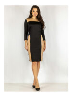 Платье батал черно-коричневое