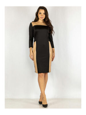 Платье батал черно-коричневое