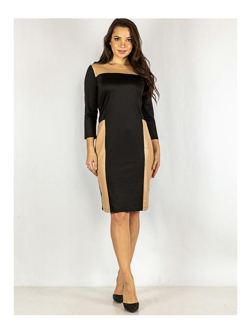 Платье батал черно-коричневое