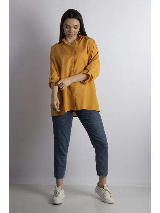 Рубашка женская горчичная — изображение 2