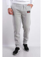 Брюки спортивные мужские светло-серые на флисе