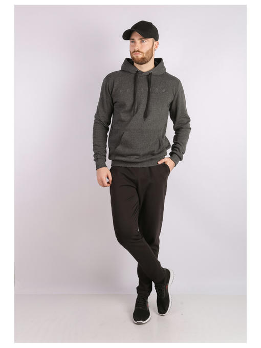 Темно-серое мужское худи на тонком флисе — изображение 2