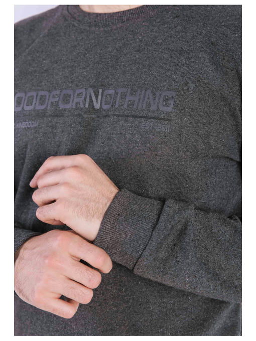 Свитшот мужской темно-серый на тонком флисе — изображение 4