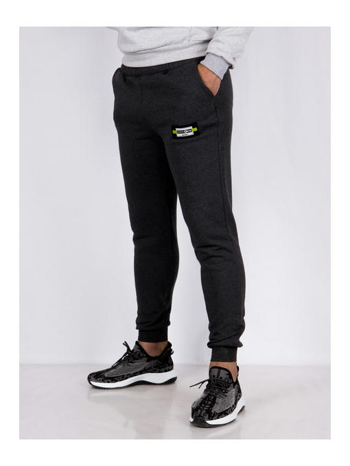 Брюки спортивные мужские темно-серые на флисе — изображение 2