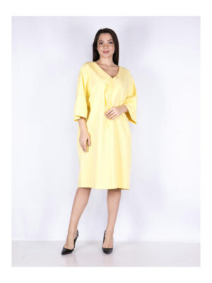 Платье батал лимонное