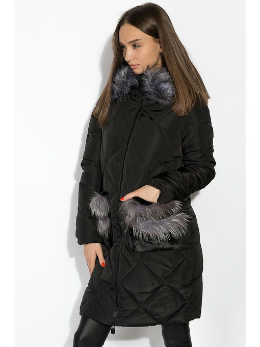 Женская куртка с мехом на карманах — изображение 3
