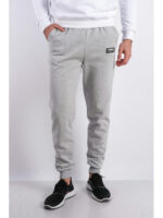 Брюки спортивные мужские светло-серые на флисе
