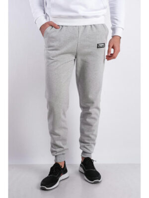 Брюки спортивные мужские светло-серые на флисе