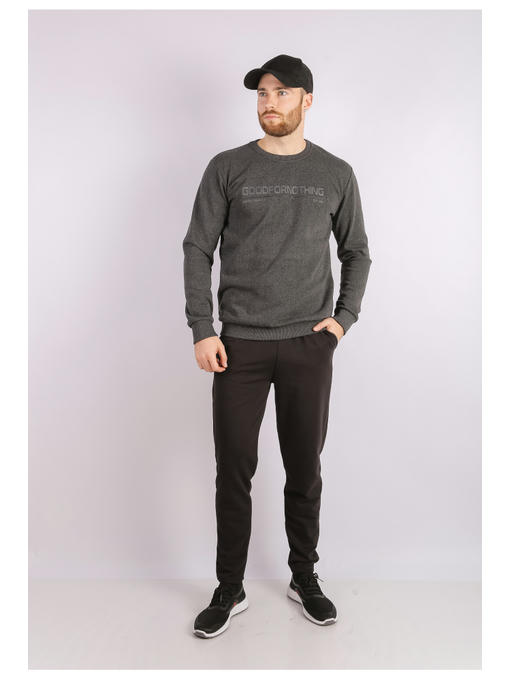 Свитшот мужской темно-серый на тонком флисе — изображение 2
