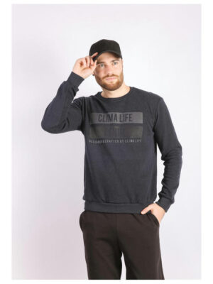 Свитшот мужской темно-синий на тонком флисе