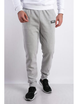 Брюки спортивные мужские светло-серые на флисе