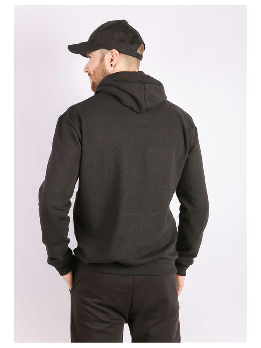 Худи мужское черное на тонком флисе — изображение 3