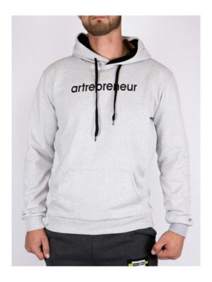 Худи мужское светло-серое на флисе