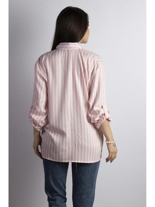 Рубашка женская бело-розовая — изображение 5