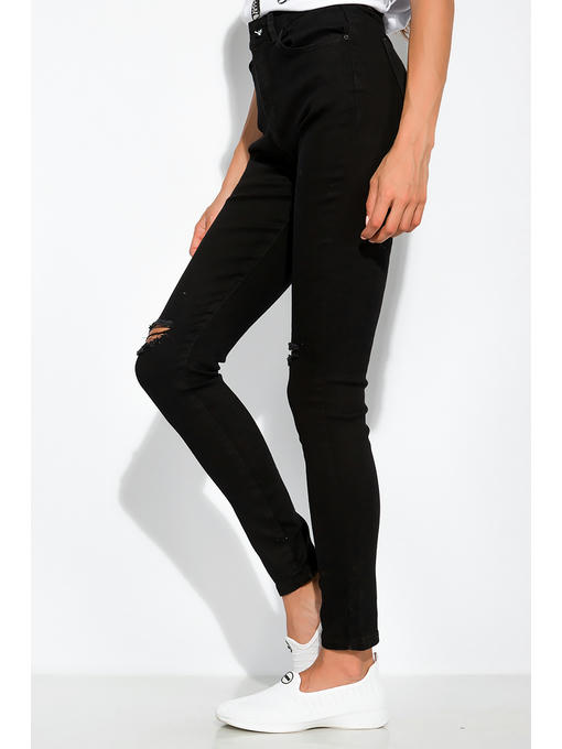 Джинсы однотонные с высокой посадкой — изображение 2