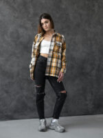 Рубашка-куртка - бело-горчичная клетка