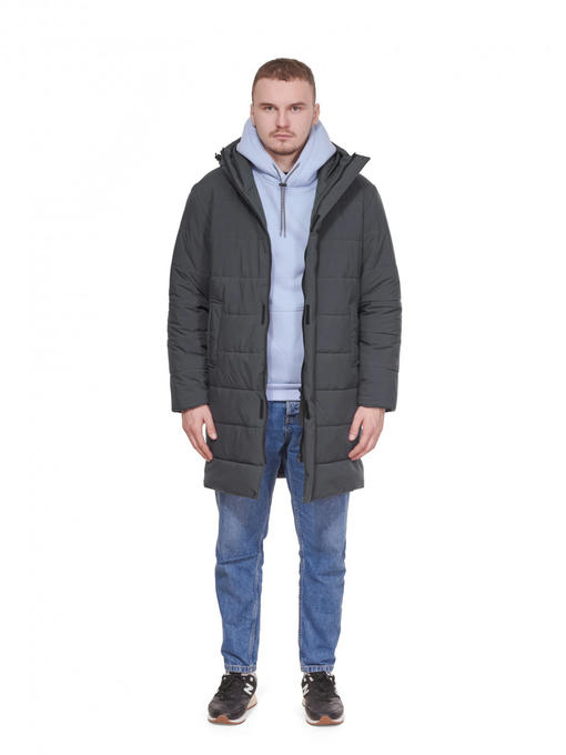 Мужская зимняя парка - темно-серый — изображение 3