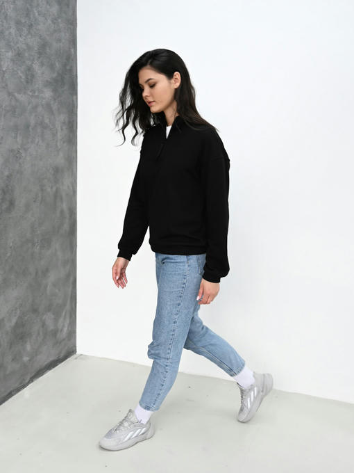 Женская кофта с молнией - черный — изображение 10