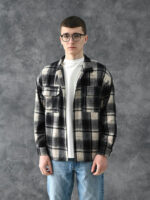 Рубашка-куртка - молочно-черная клетка