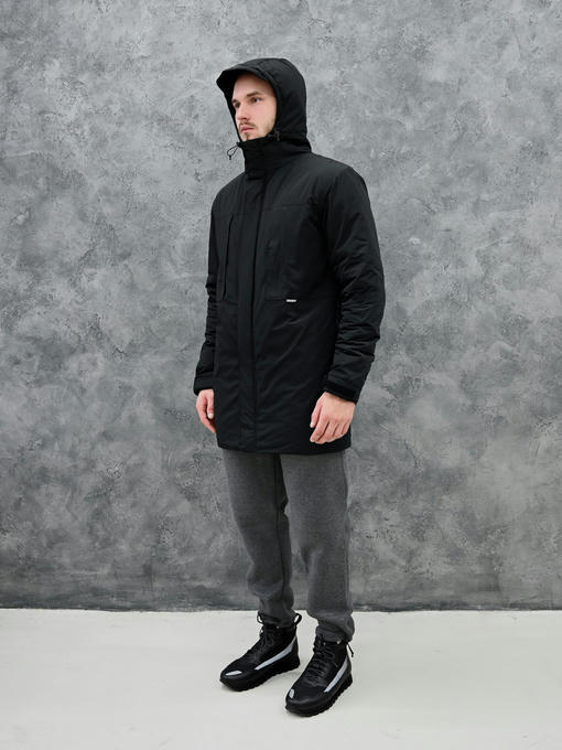 Демисезонная мужская парка - черный — изображение 2
