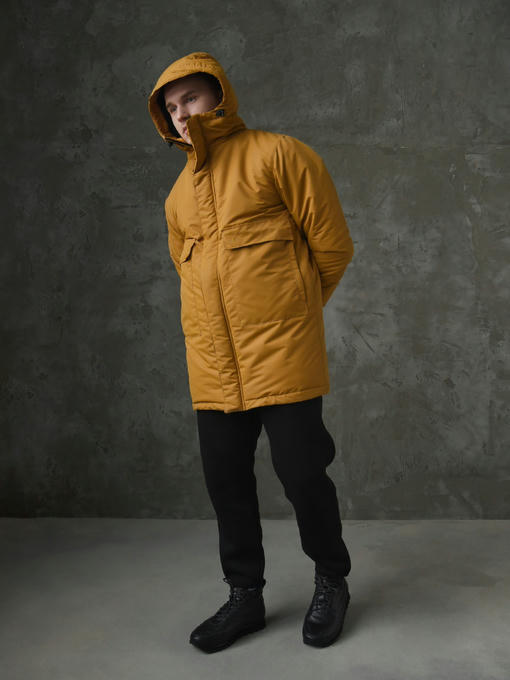 Мужская зимняя парка - горчичный — изображение 2