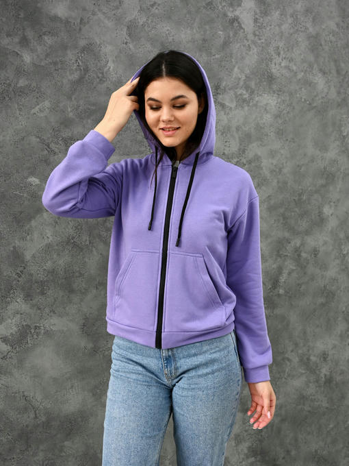 Женское худи на молнии - сиреневый