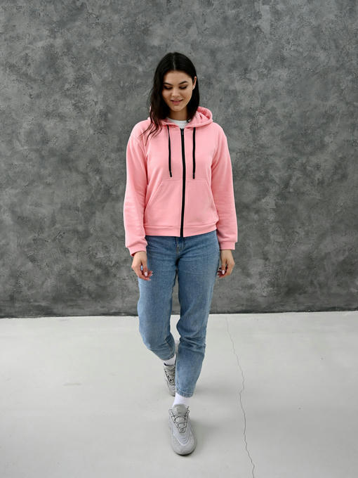 Женское худи на молнии - нежно-розовый — изображение 7