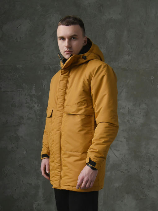 Мужская зимняя парка - горчичный